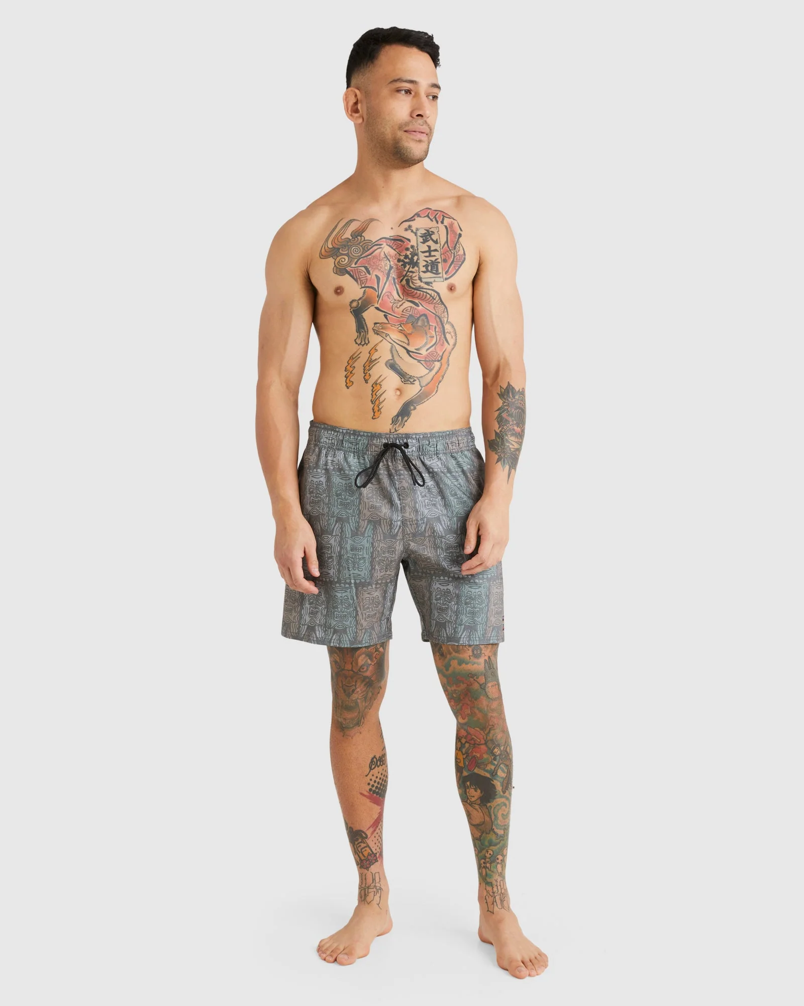 Mens Oblow Tapa  17"Elastic Boardshorts - Image 5